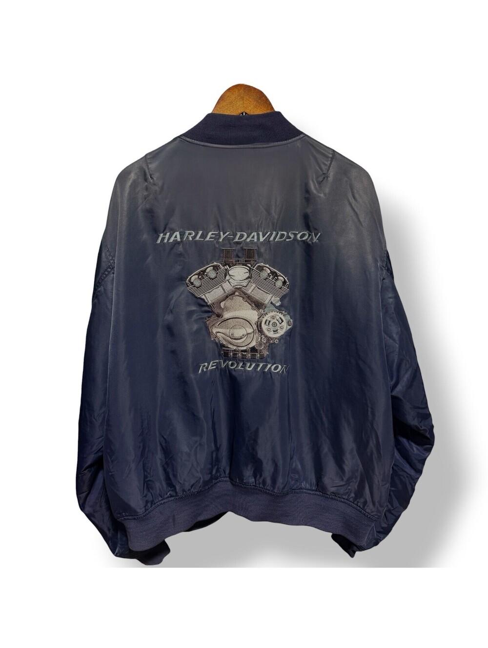 Harley Davidson Revolution Bomber Jacket XXL Navy Embroidered Motorcycle Y2K